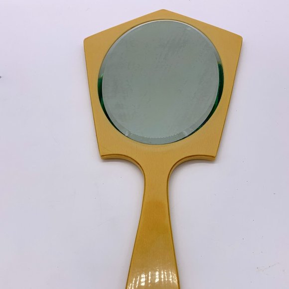 Vintage early plastic beveled hand mirror- Celluloid? Bakelite? Something else? - Picture 3 of 8